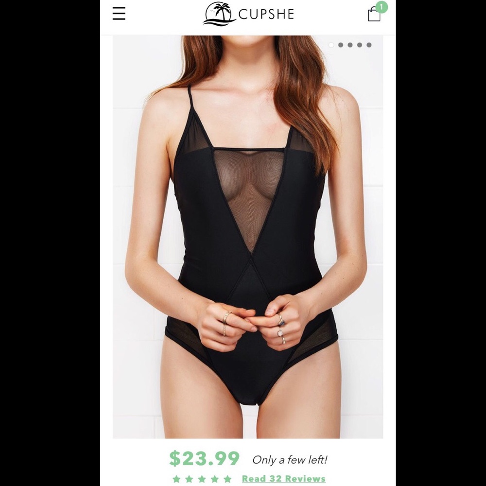 NWT Black mesh one piece